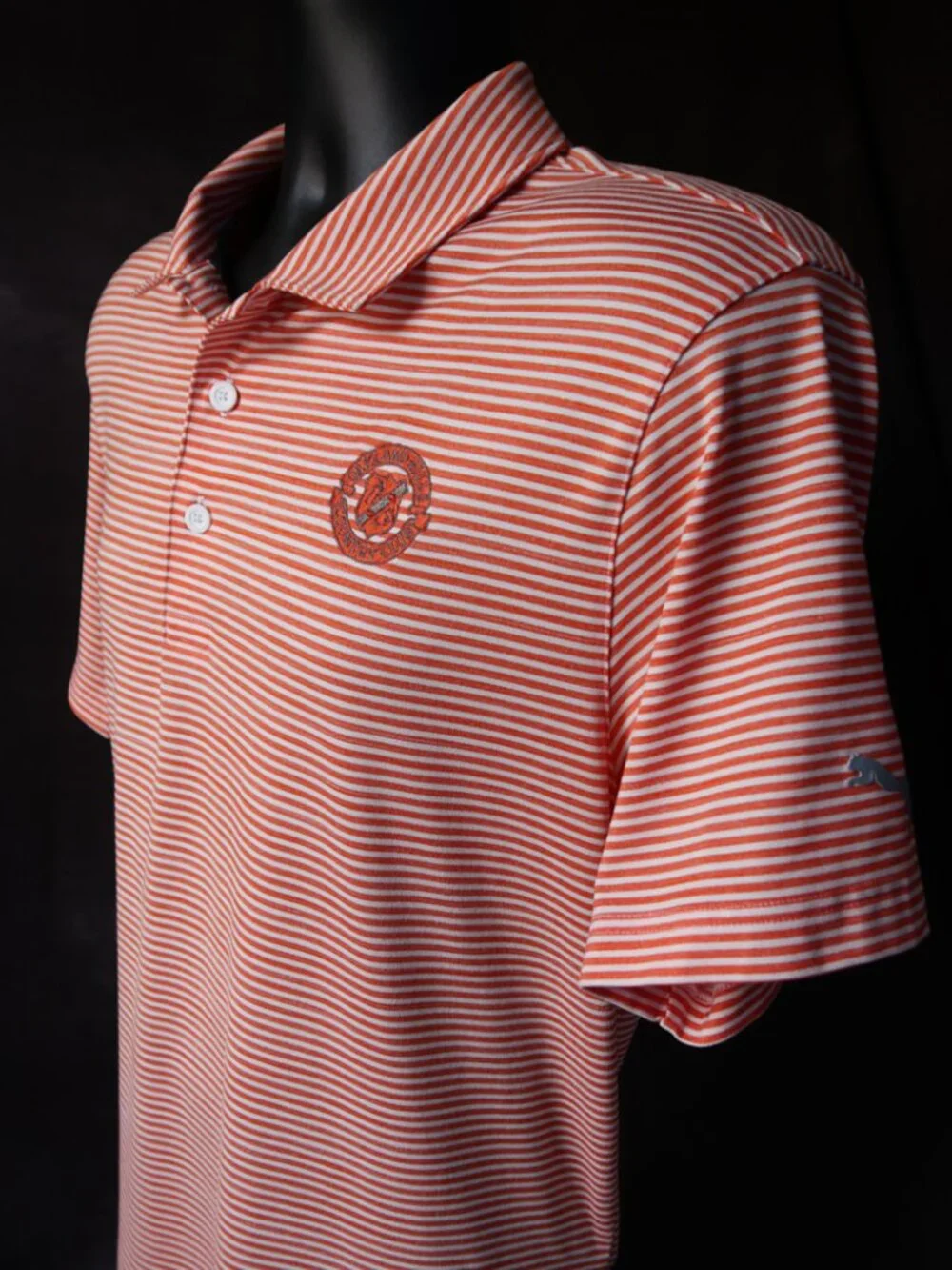 Puma Golf Oakland Hills Orange Striped Stretch Performance Polo (L) ⛳️ ⛳️